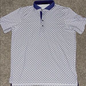 Men's Blue Patterned Polo Shirt